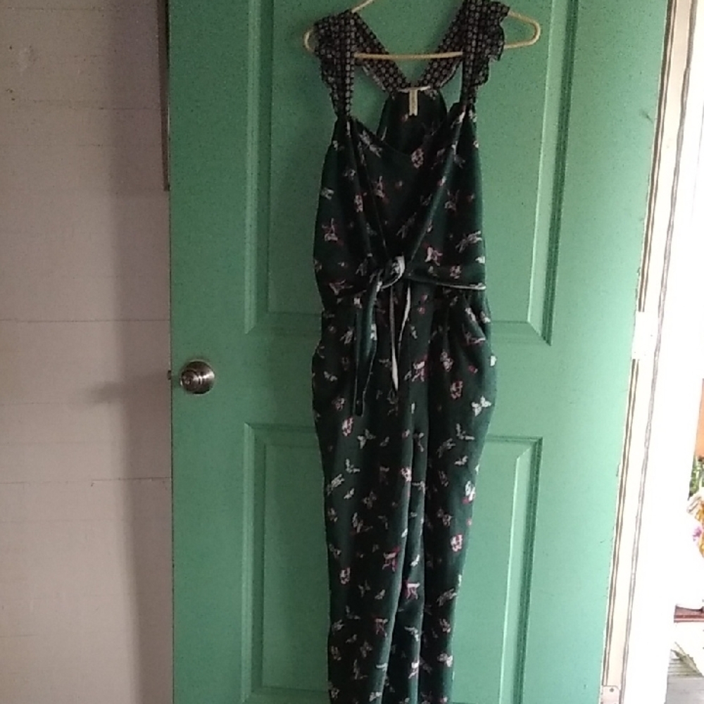 Zara Dark Green Floral Wide Leg